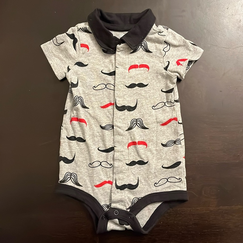 Collared & Snap-up Closure Koala Baby Onesie with mustache designs